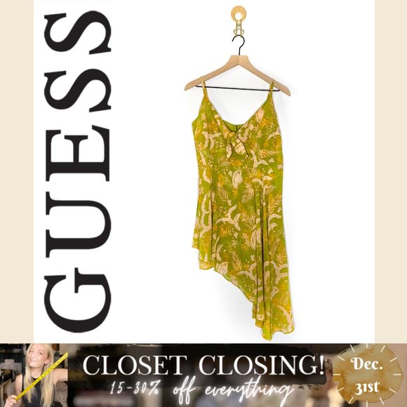 NWT GUESS Floral Ethereal Sage Asymmetric Romper - Picture 2 of 14